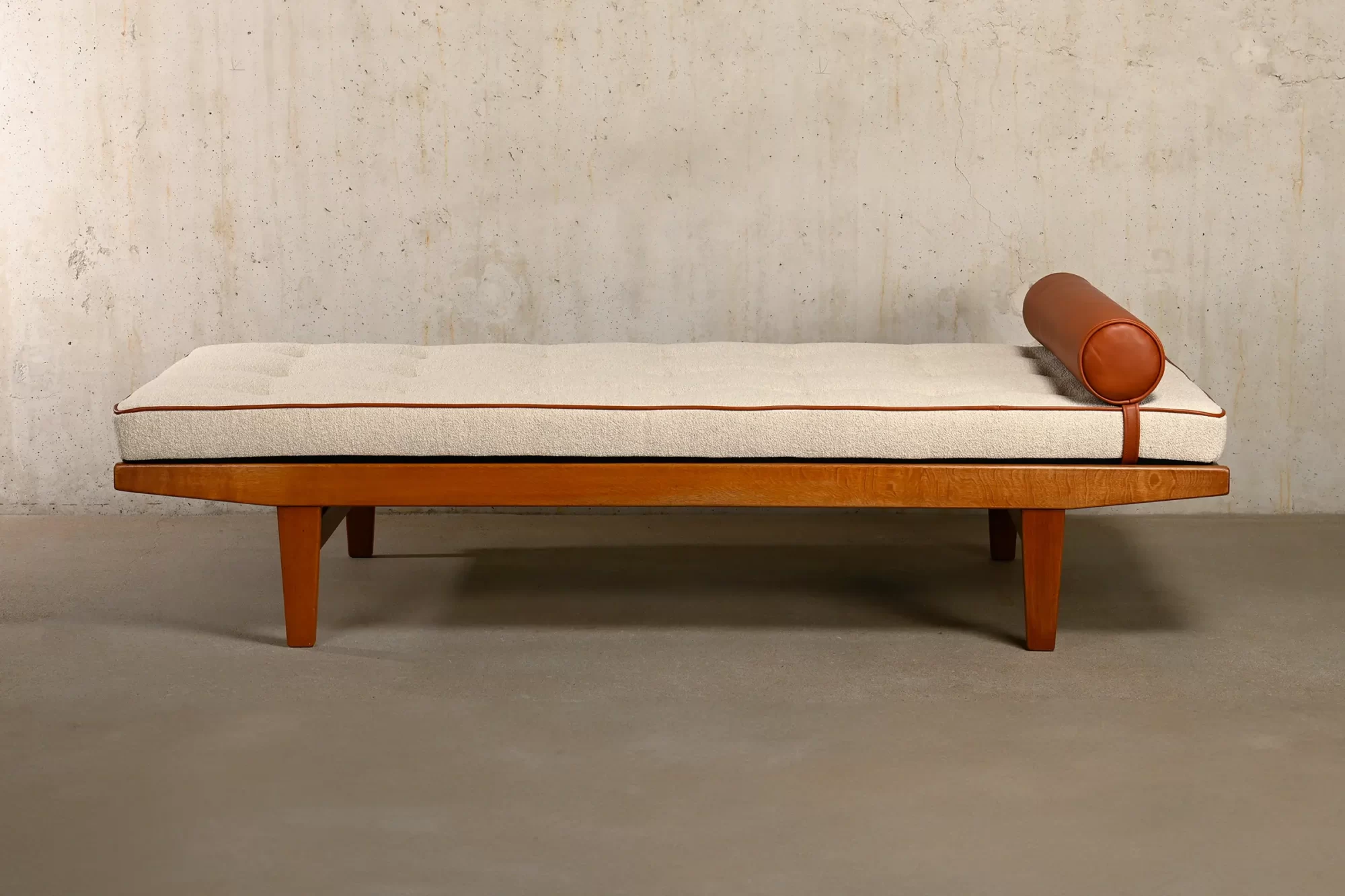 Poul M. Volther Daybed in Oak, Leather and Bouclé for FDB Møbler, Denmark 1960s
