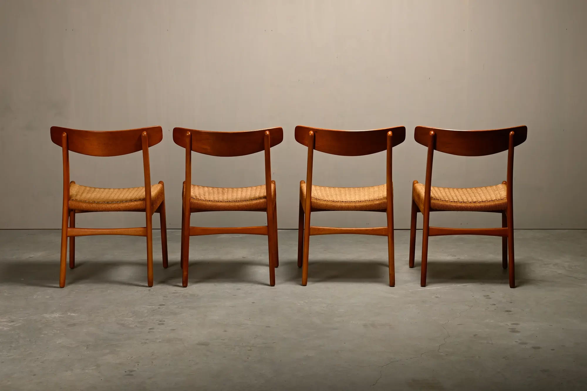 Hans J. Wegner CH23 dining chairs Carl Hansen & Son, Denmark oak, teak and papercord