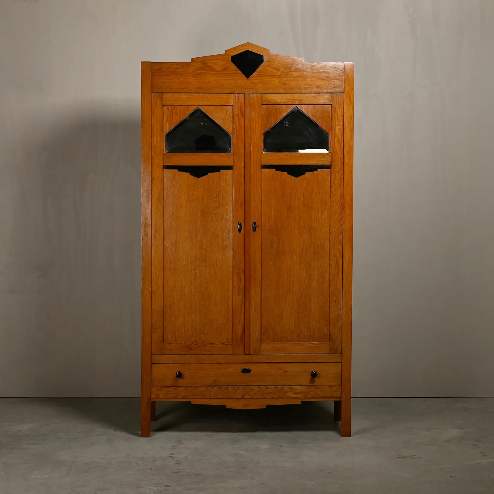 Art Deco Amsterdam School Wardrobe, 1930s Netherlands