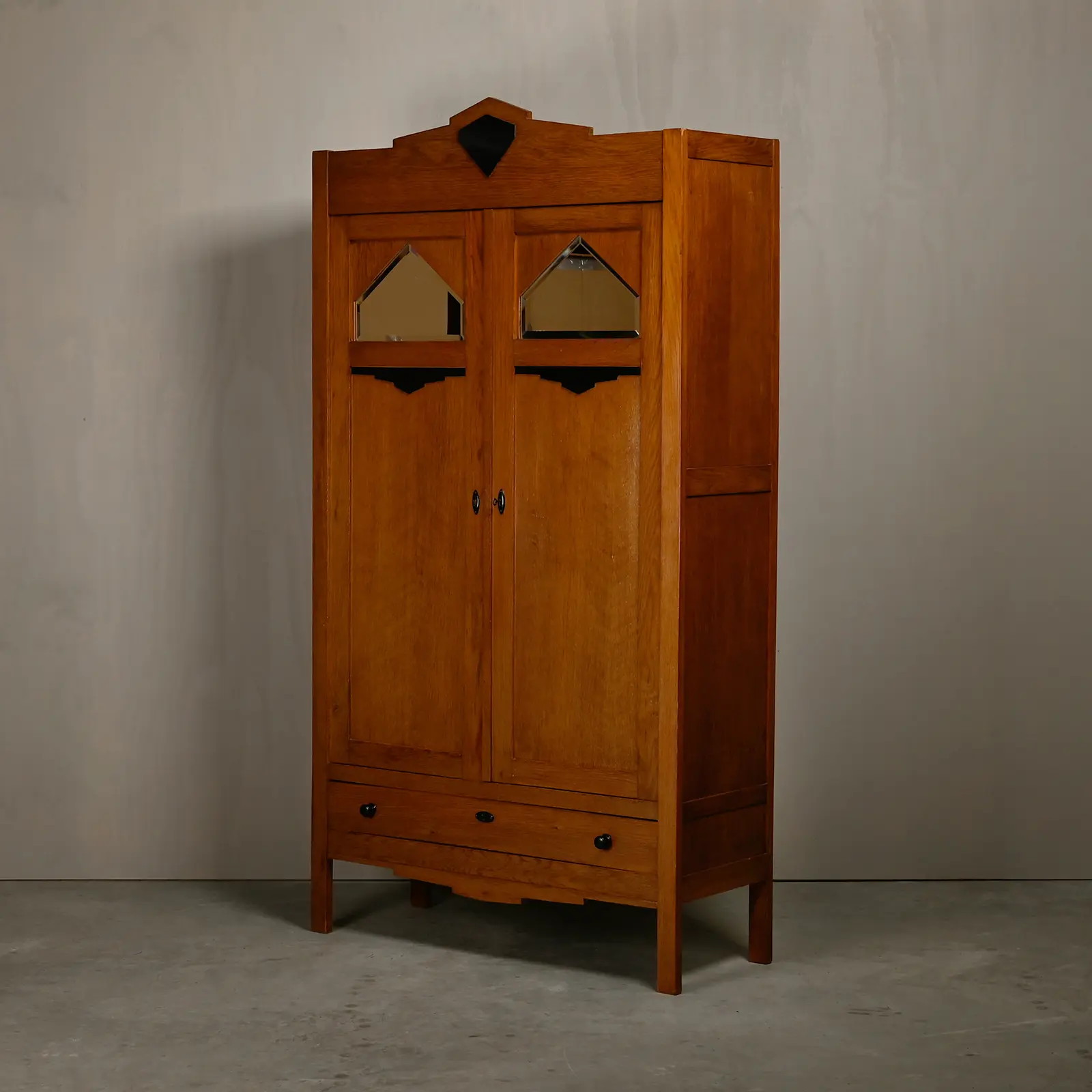 Art Deco Amsterdam School Wardrobe, 1930s Netherlands