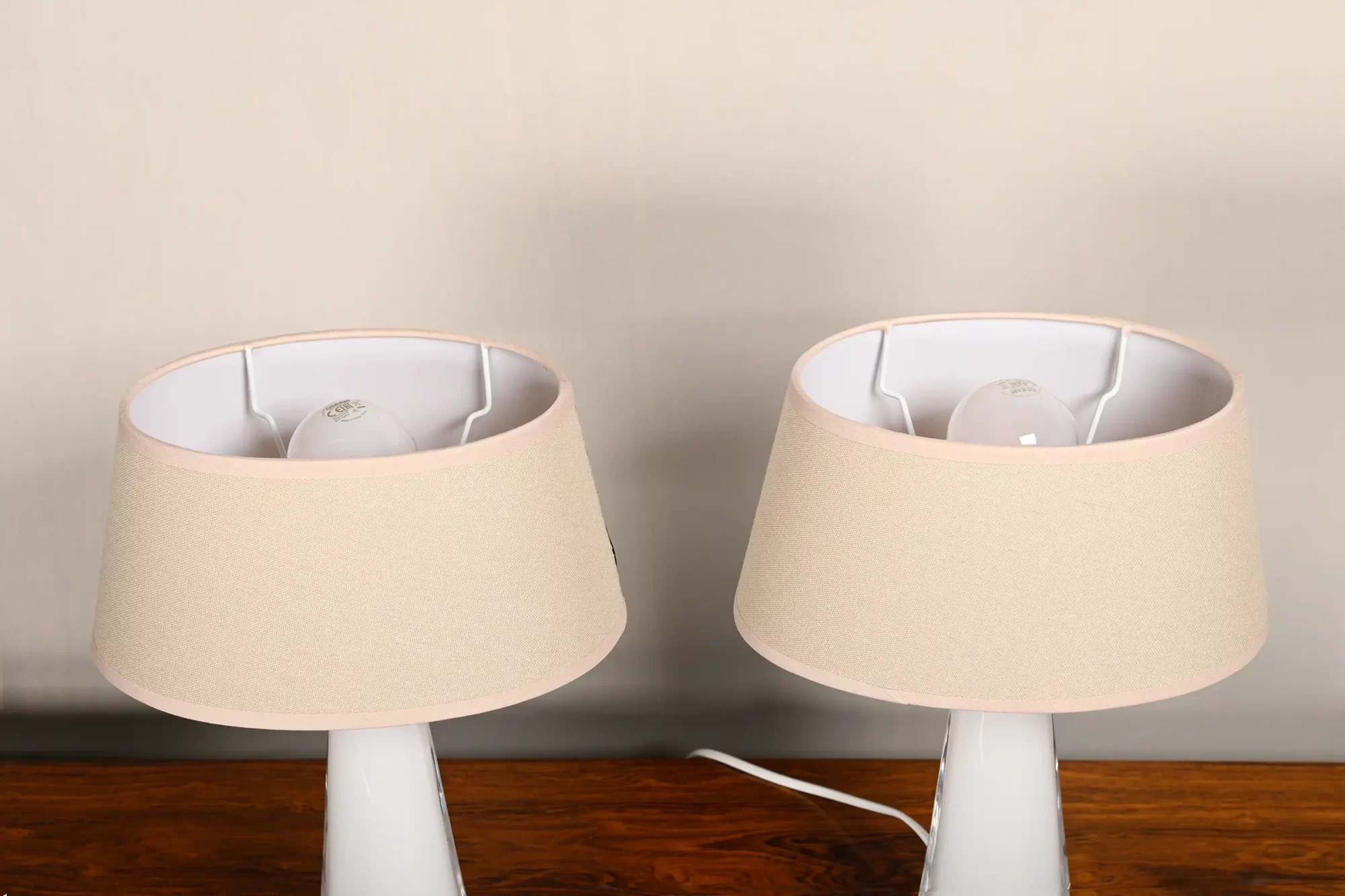 Carl Fagerlund glass table lamps for Orrefors, Sweden