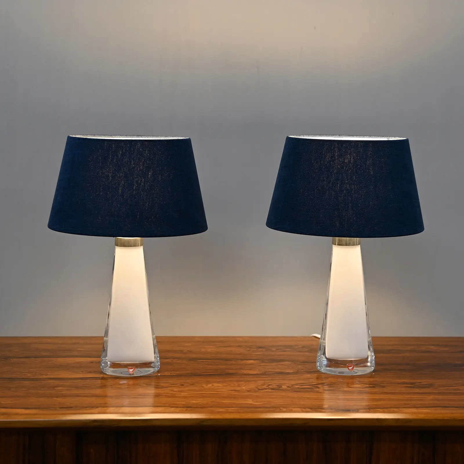 Carl Fagerlund glass table lamps for Orrefors, Sweden