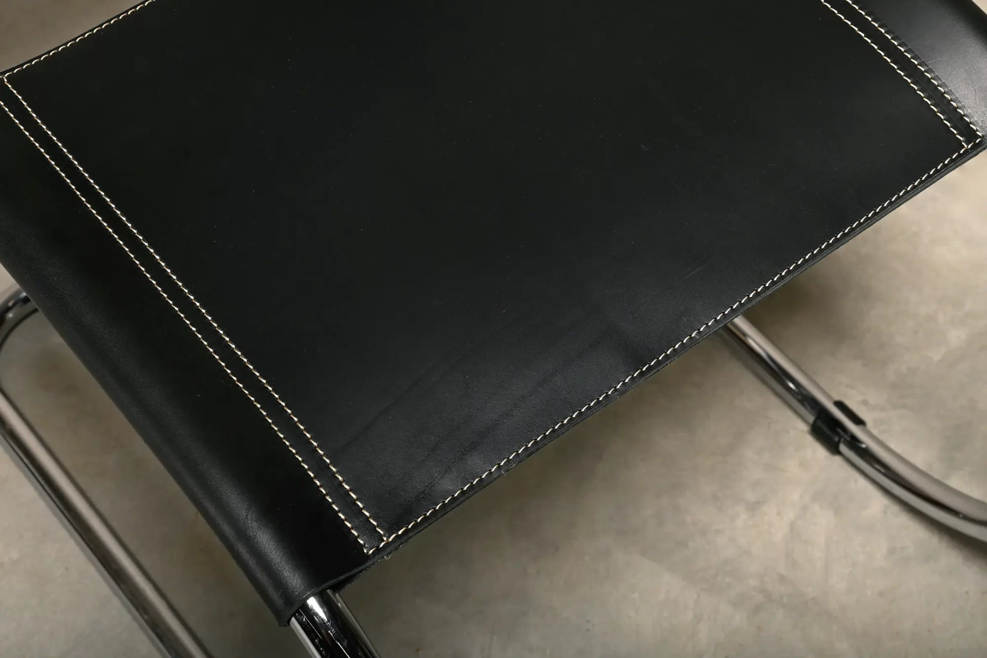 Mies Van Der Rohe MR10 Cantilever Chairs in Black Leather for Fasem, Italy