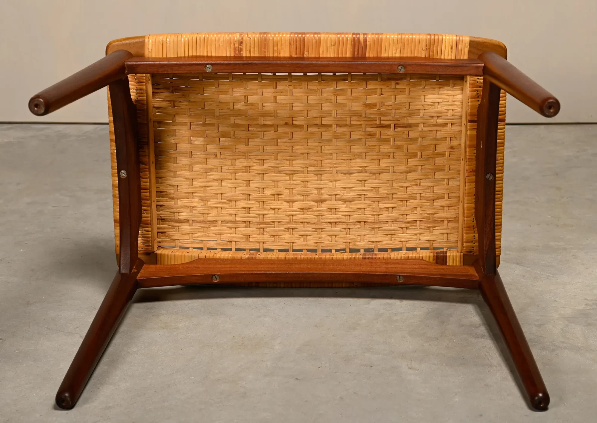 Scandinavian Modern Stool in Teak and Cane for Ølholm Møbelfabrik, 1950s