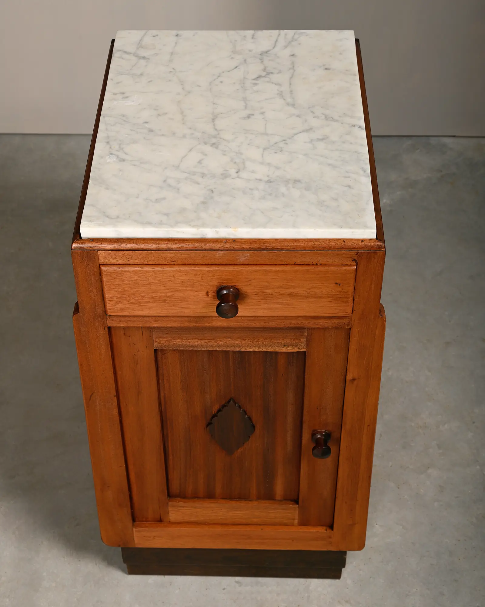 Art Deco Amsterdam School Nightstands wood and marble, 1930s Netherlands