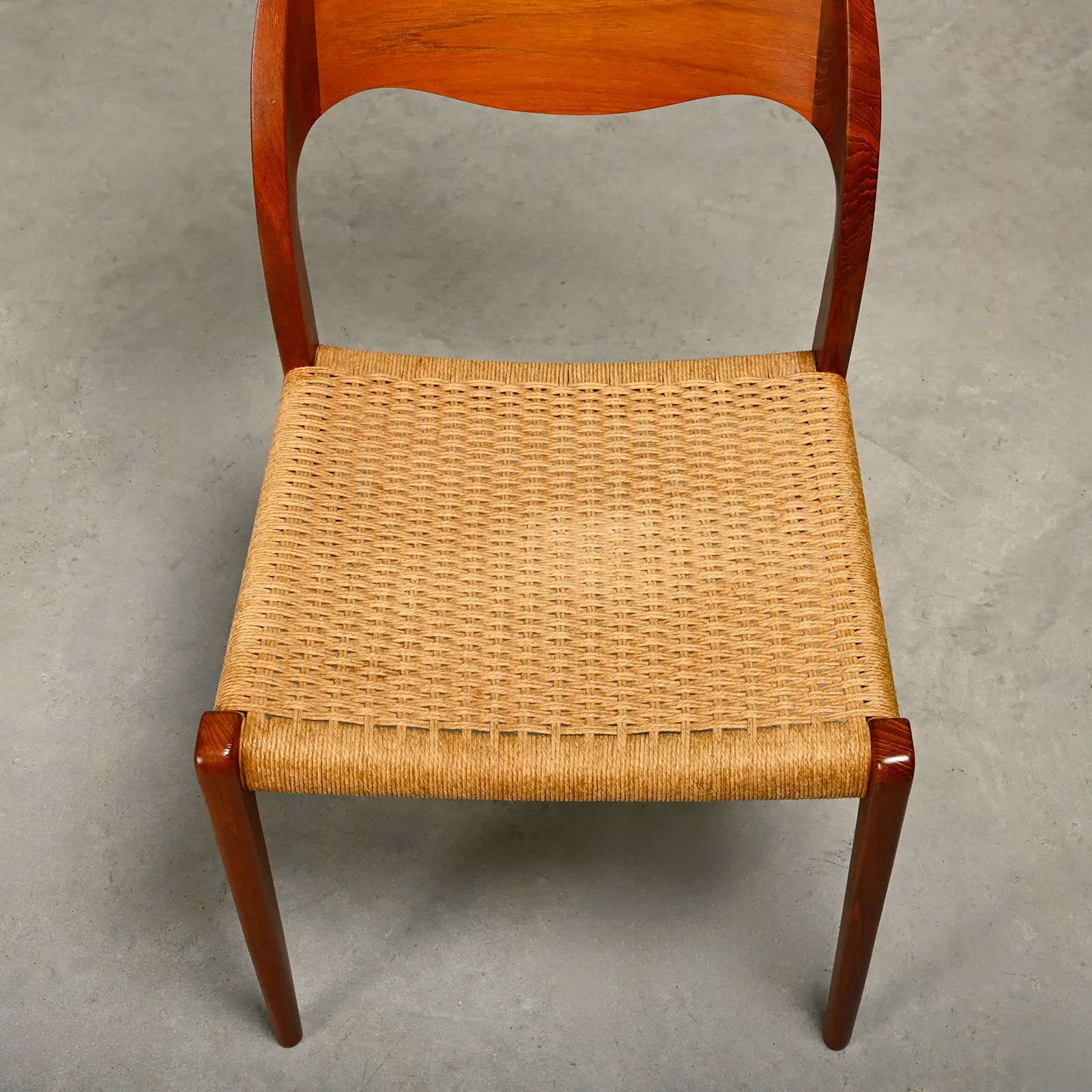 Niels O. Møller Dining Chairs Teak Papercord Model 71, J.L. Møllers Møbelfabrik