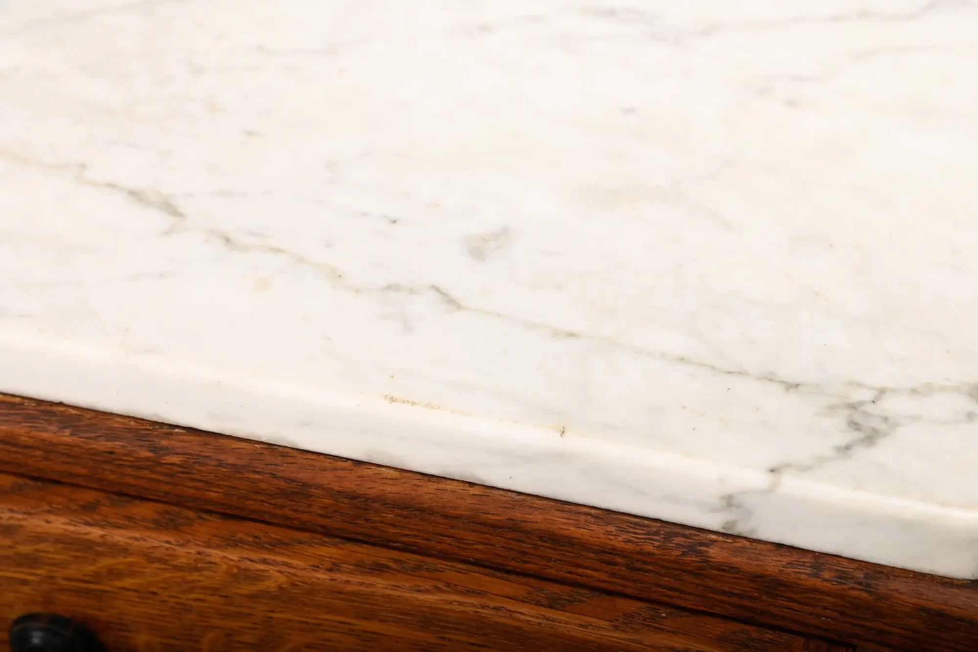 Art Deco Amsterdam School Nightstands pair in oak and marble, 1930s Netherlands