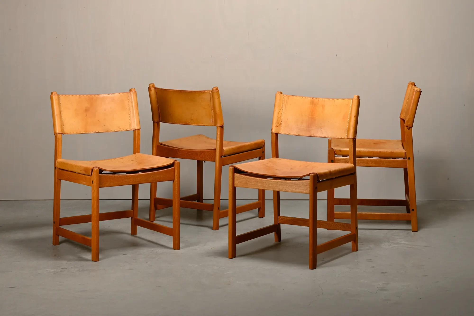 Kurt Østervig hunting Dining Chairs in Oak and Cognac Leather for KP Møbler