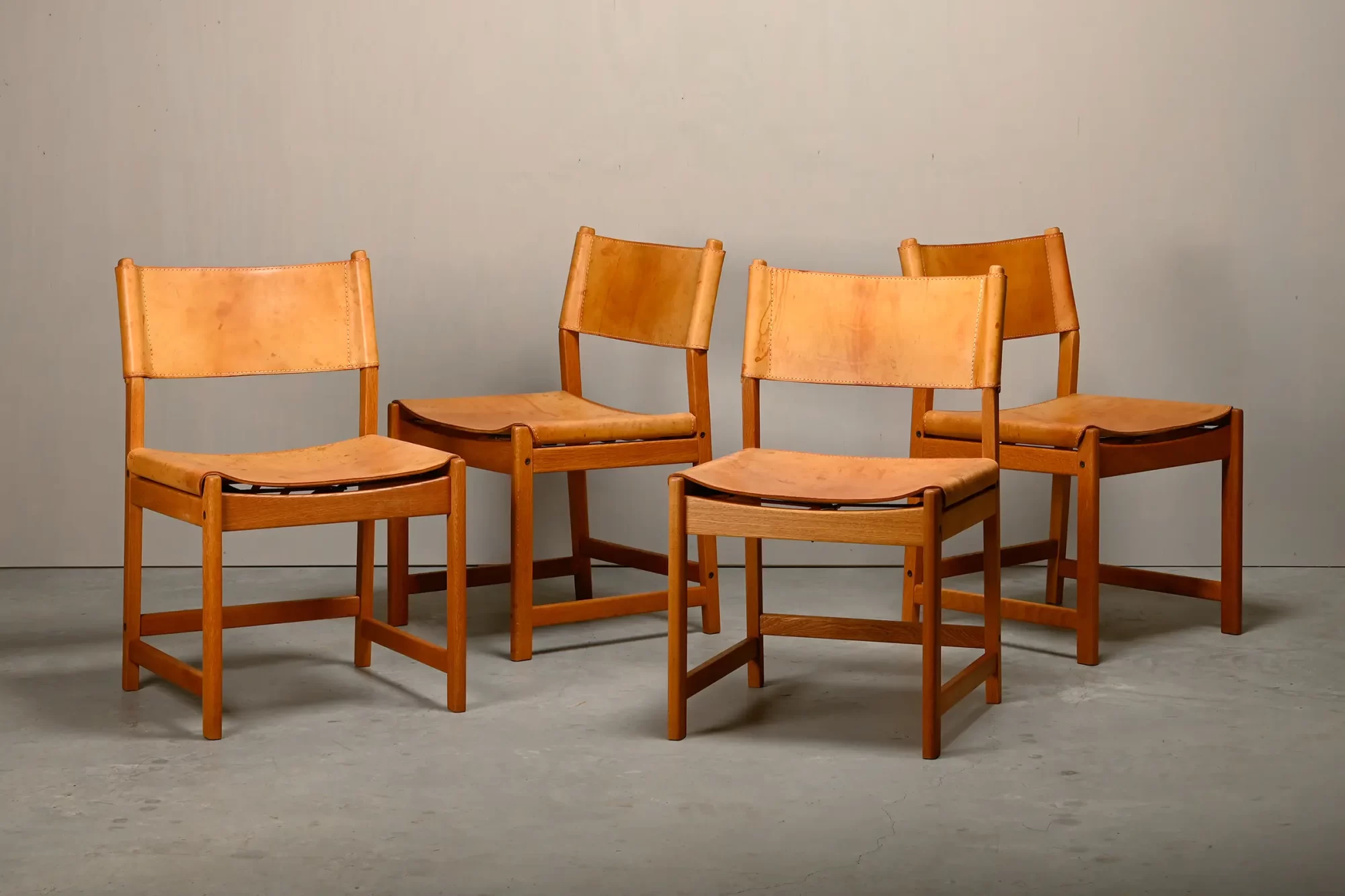 Kurt Østervig hunting Dining Chairs in Oak and Cognac Leather for KP Møbler