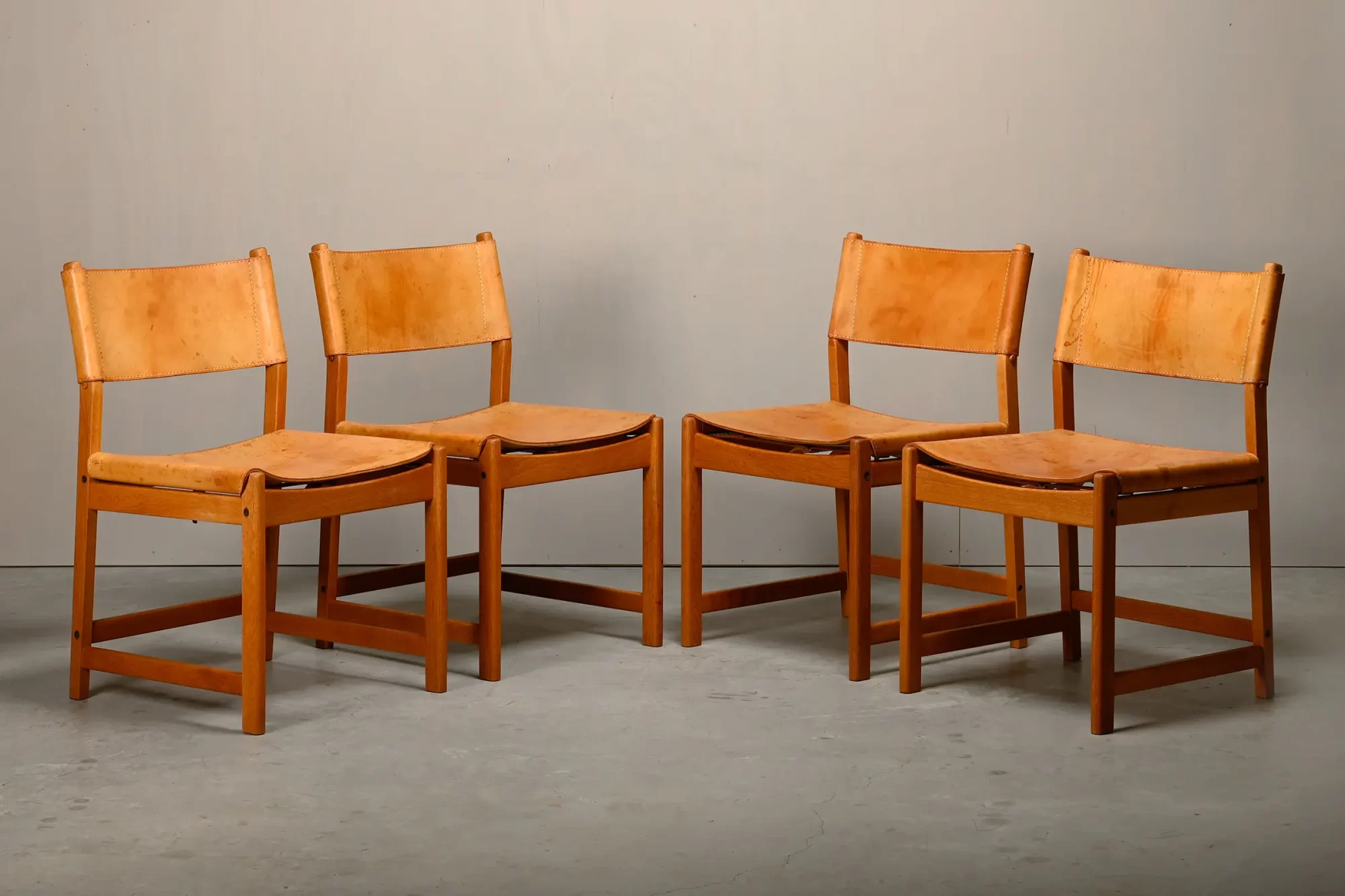 Kurt Østervig hunting Dining Chairs in Oak and Cognac Leather for KP Møbler