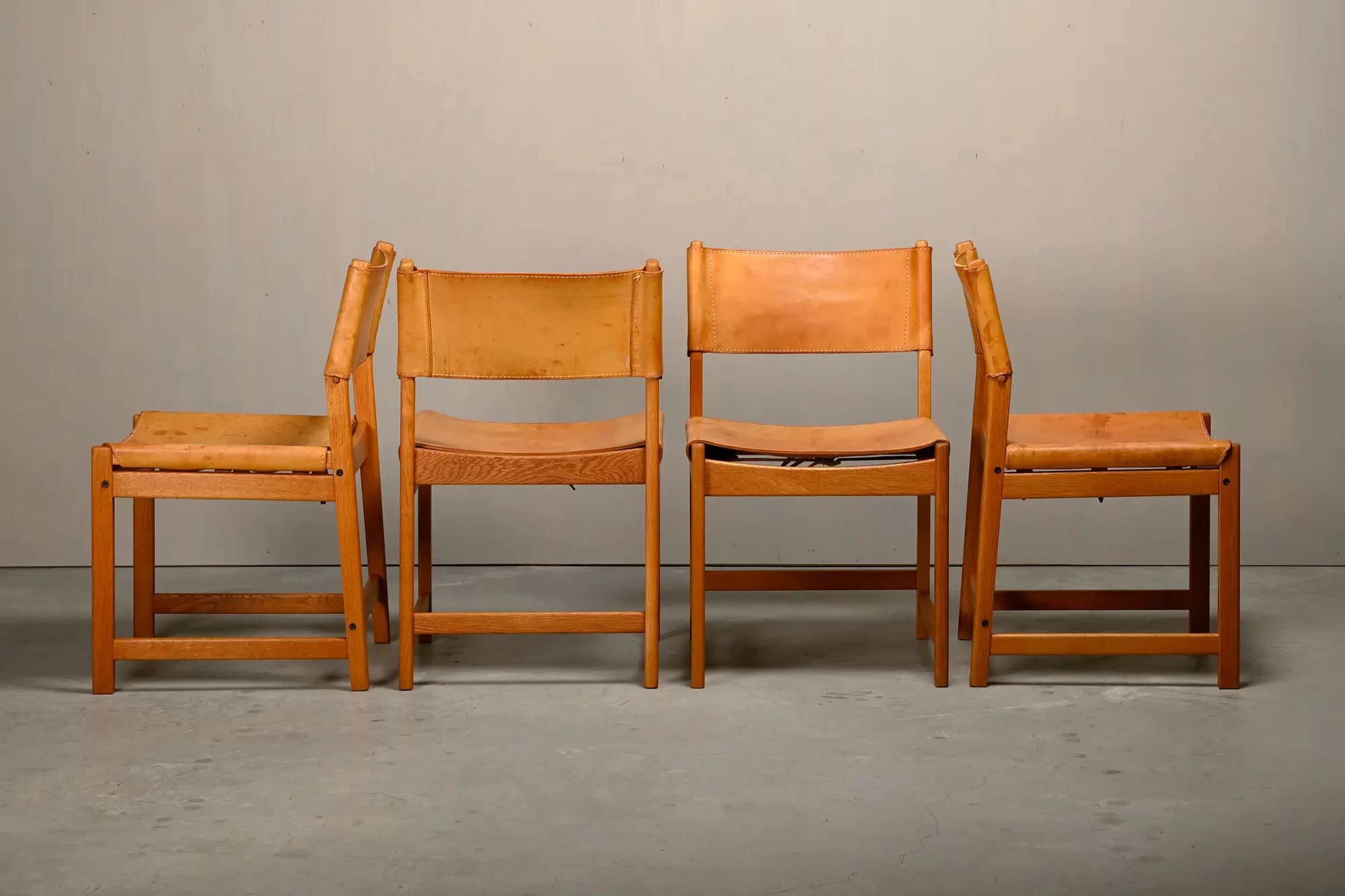 Kurt Østervig hunting Dining Chairs in Oak and Cognac Leather for KP Møbler