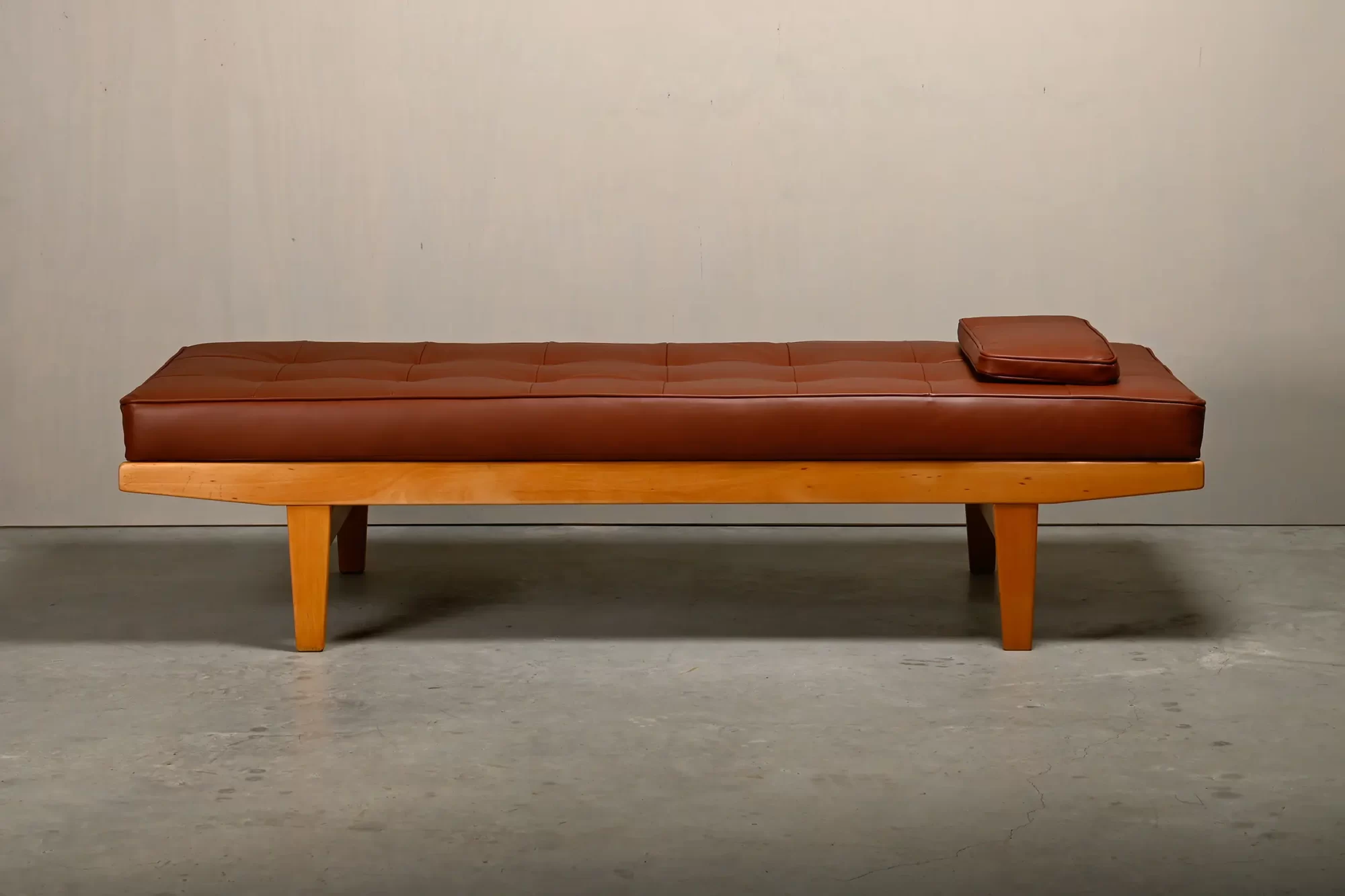 Poul M. Volther Daybed in Beech wood and Leather for FDB Møbler, Denmark 1960s