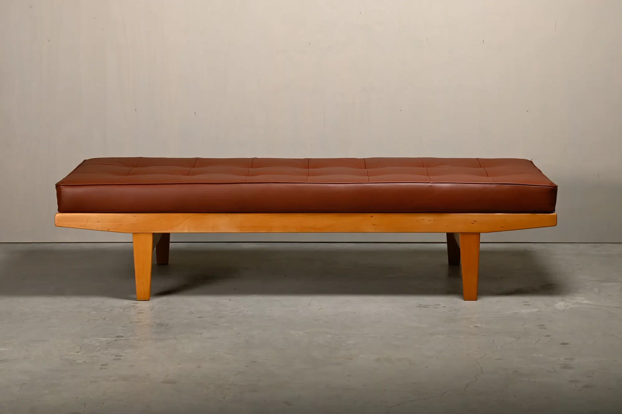 Poul M. Volther Daybed in Beech wood and Leather for FDB Møbler, Denmark 1960s