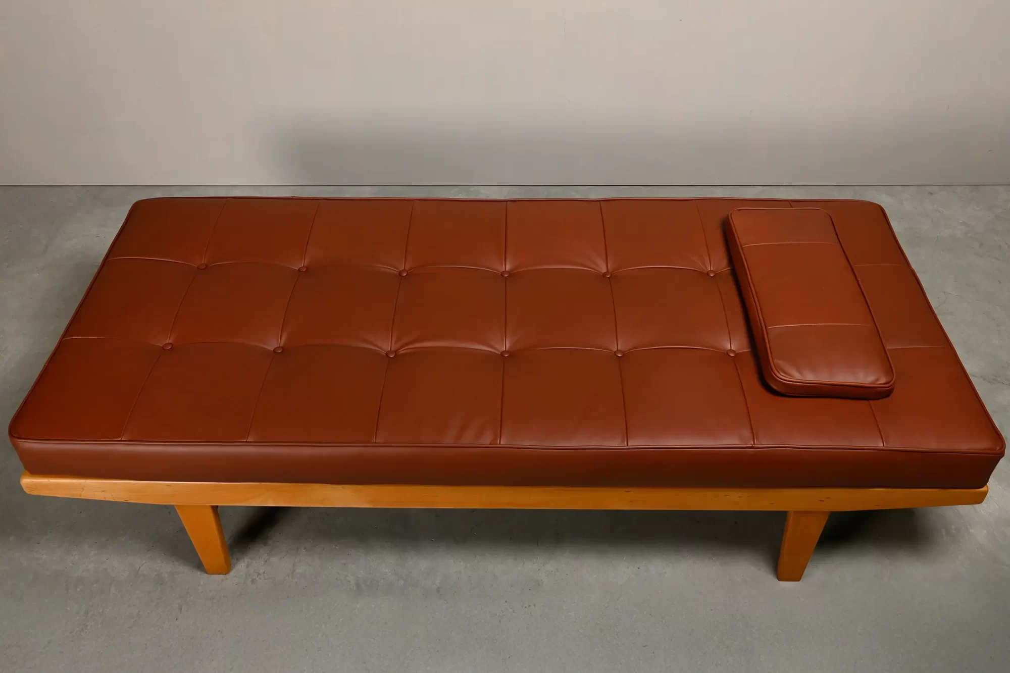 Poul M. Volther Daybed in Beech wood and Leather for FDB Møbler, Denmark 1960s
