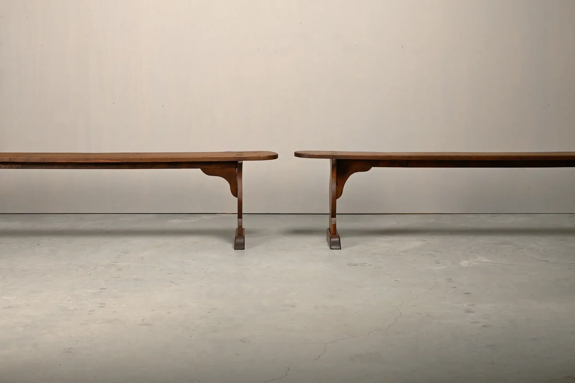 Antique, Primitive and Rustic Farm Benches in solid Oak, France 1920’s