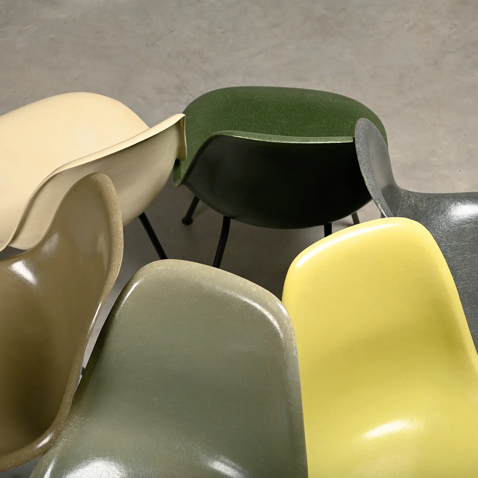 Charles & Ray Eames six DSX Fiberglass Side Chairs