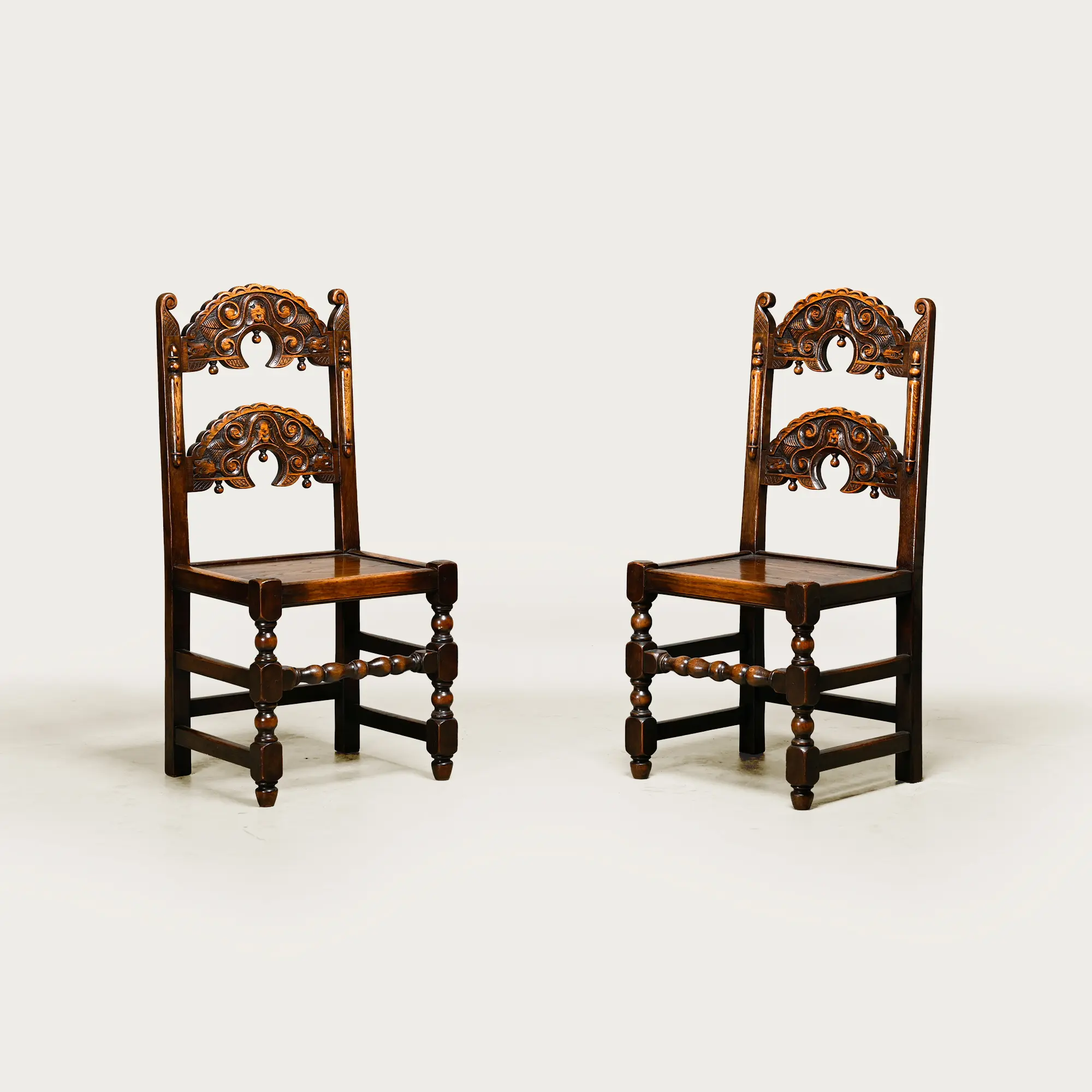 Antique Yorkshire Back Stools, 18th Century