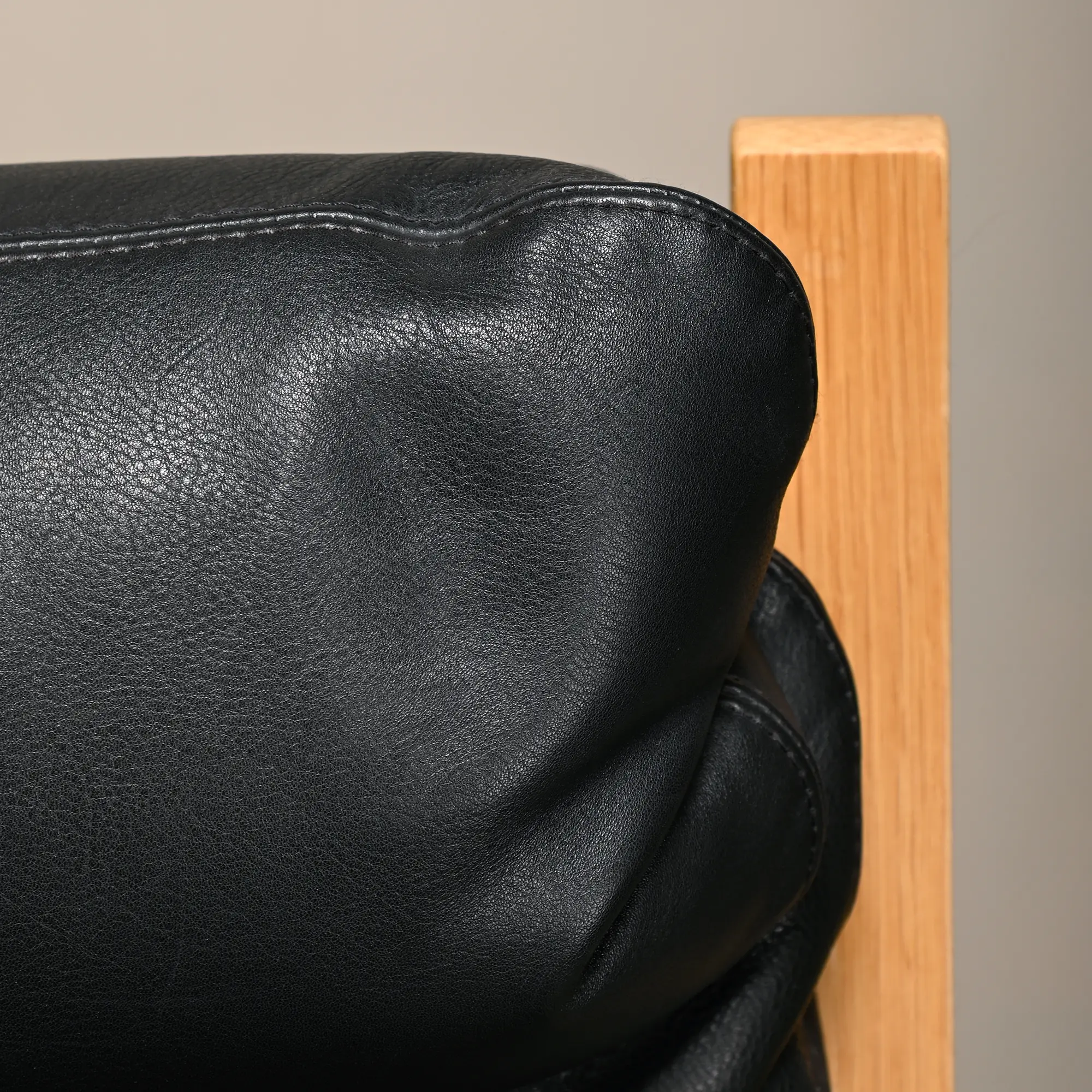 Ingmar Relling Siesta Lounge Chair and Footstool in black leather and oak