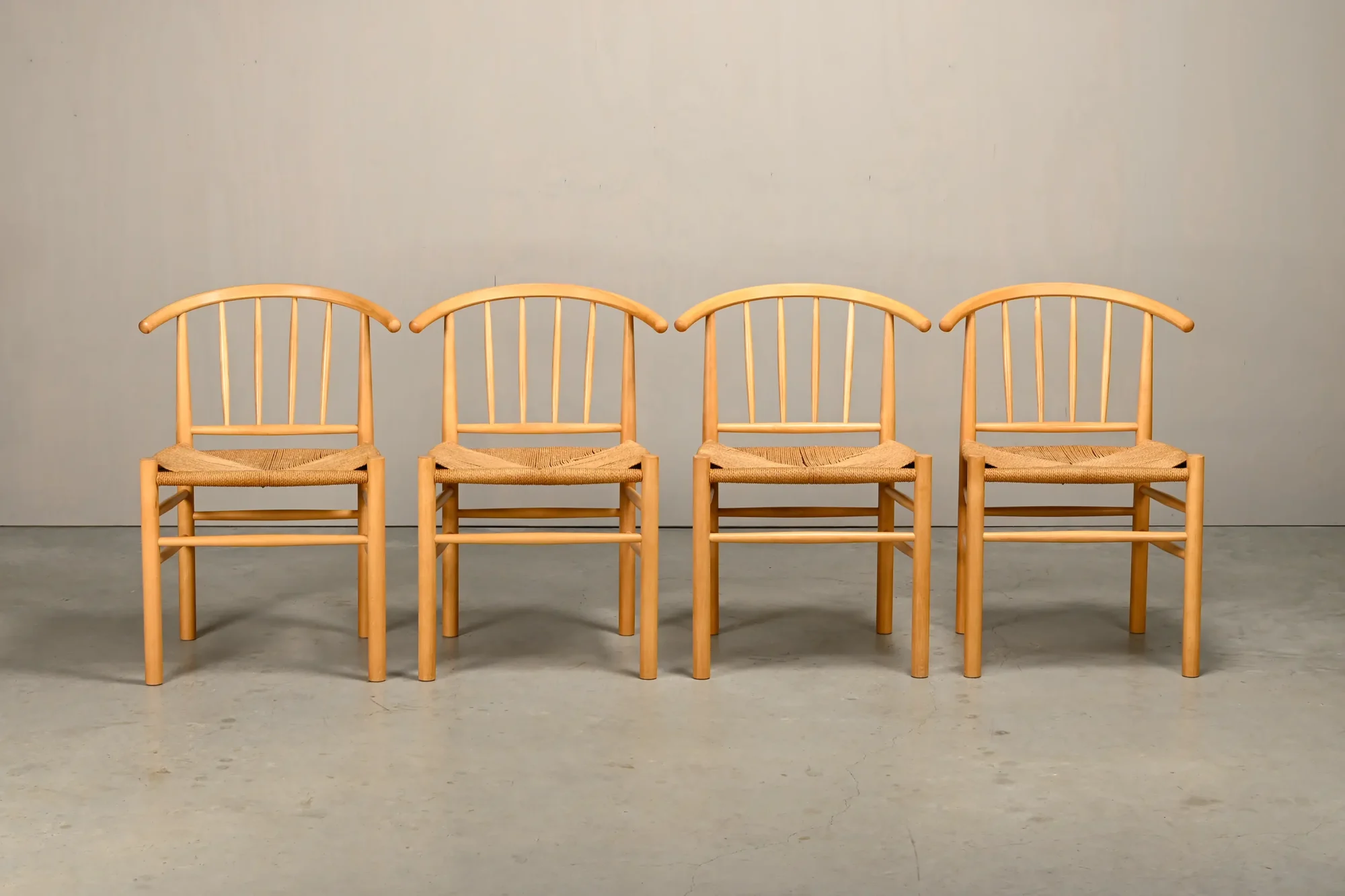 Erik Ole Jørgensen J151 Dining Chairs in beech and papercord FDB Møbler
